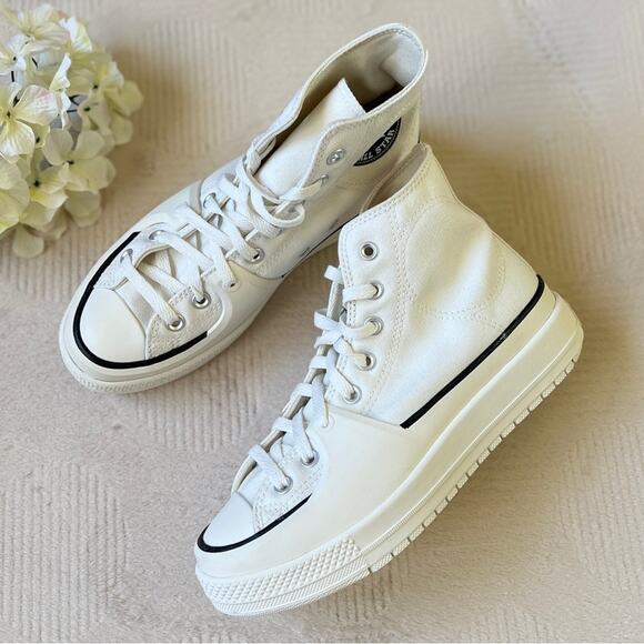 NEW Womens Size 9.5 Converse Chuck Taylor All Star Construct High Vintage White - Picture 7 of 9